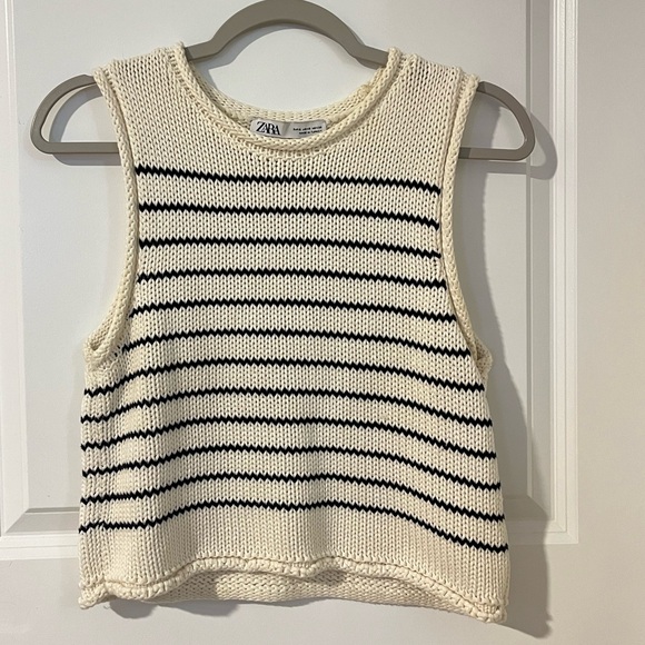 Zara Striped Knit Ribbed Sleeveless Top Small - Picture 6 of 10